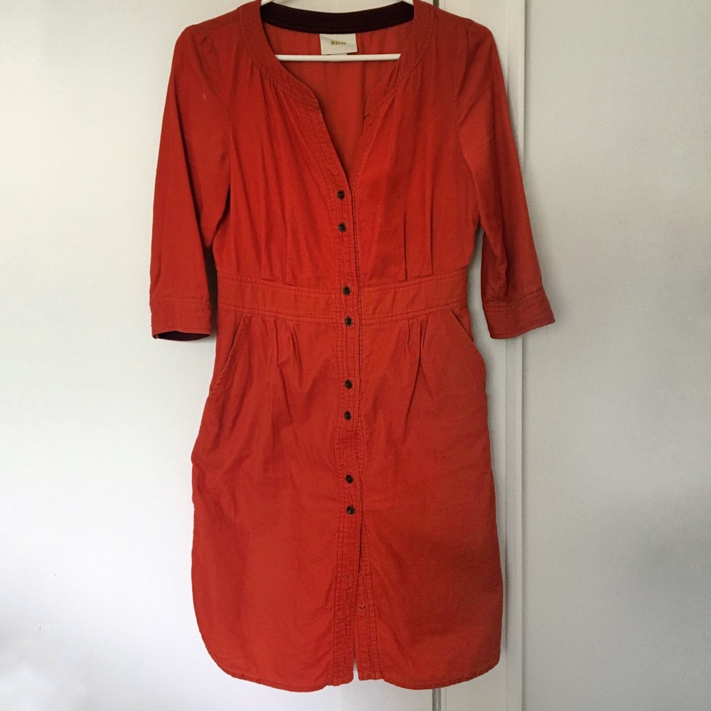 Anthropologie Red Button-Down Dress